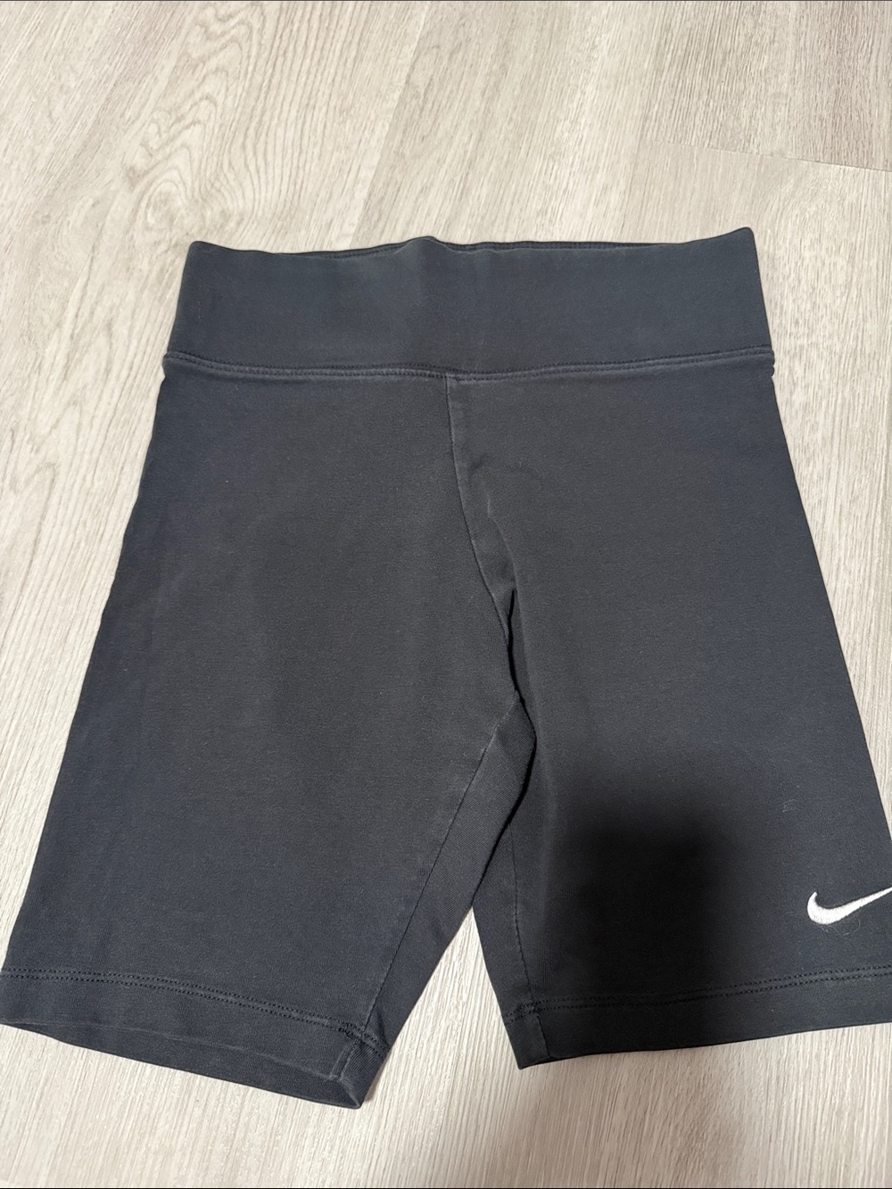 Nike Black Athletic Bike Shorts with White Swoosh